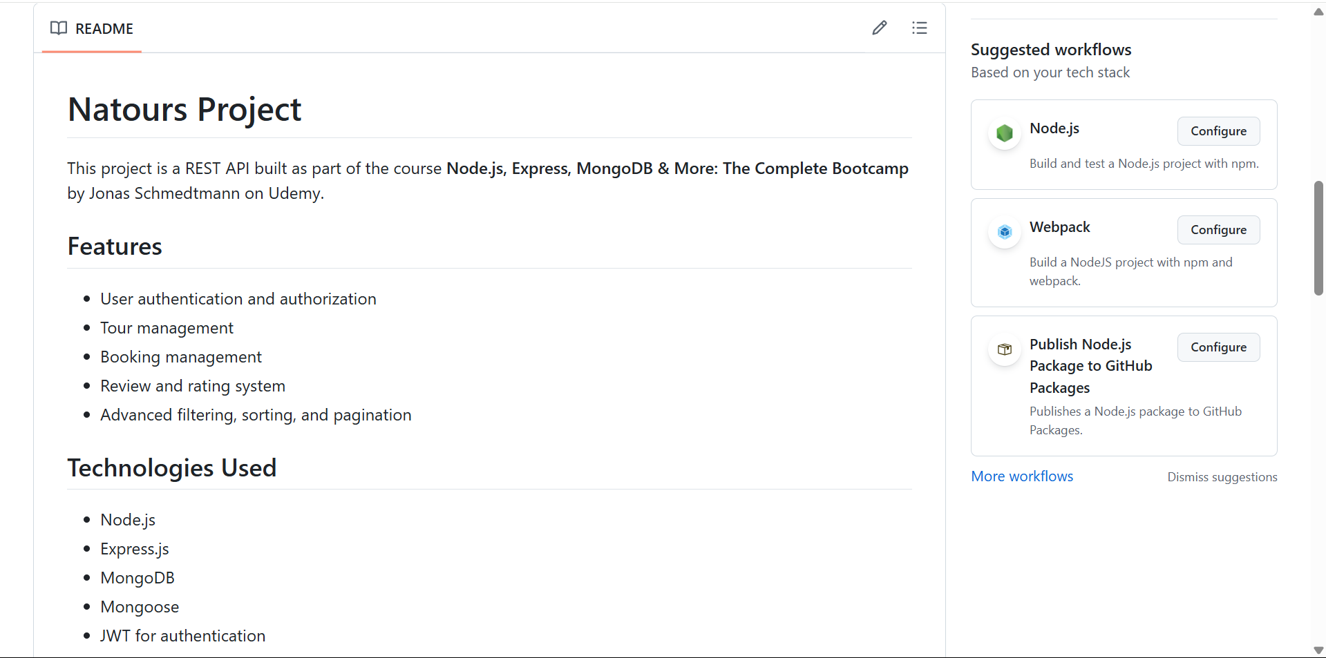 Natours Rest API screenshot
